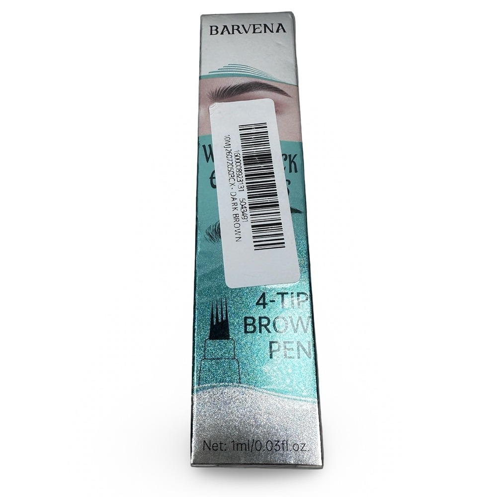 Barvena 4-Tip Brow Pen Dark Brown Waterproof Microblade Eyebrow Pencil 1ml NEW